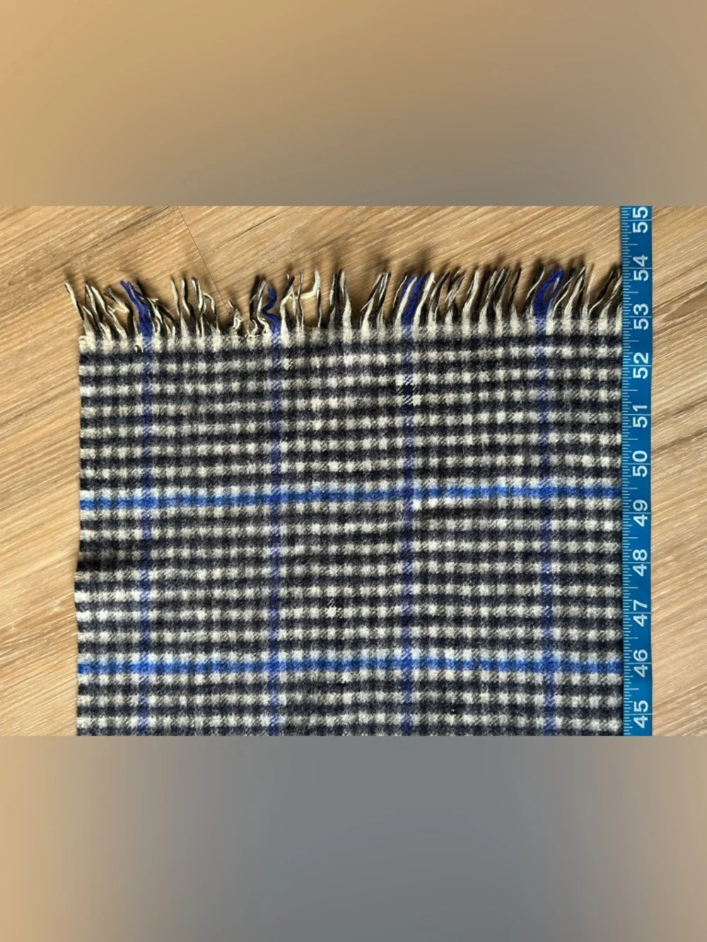 Johnstons of Elgin Cashmere Wool Scarf Made in Scotland - Blue Check